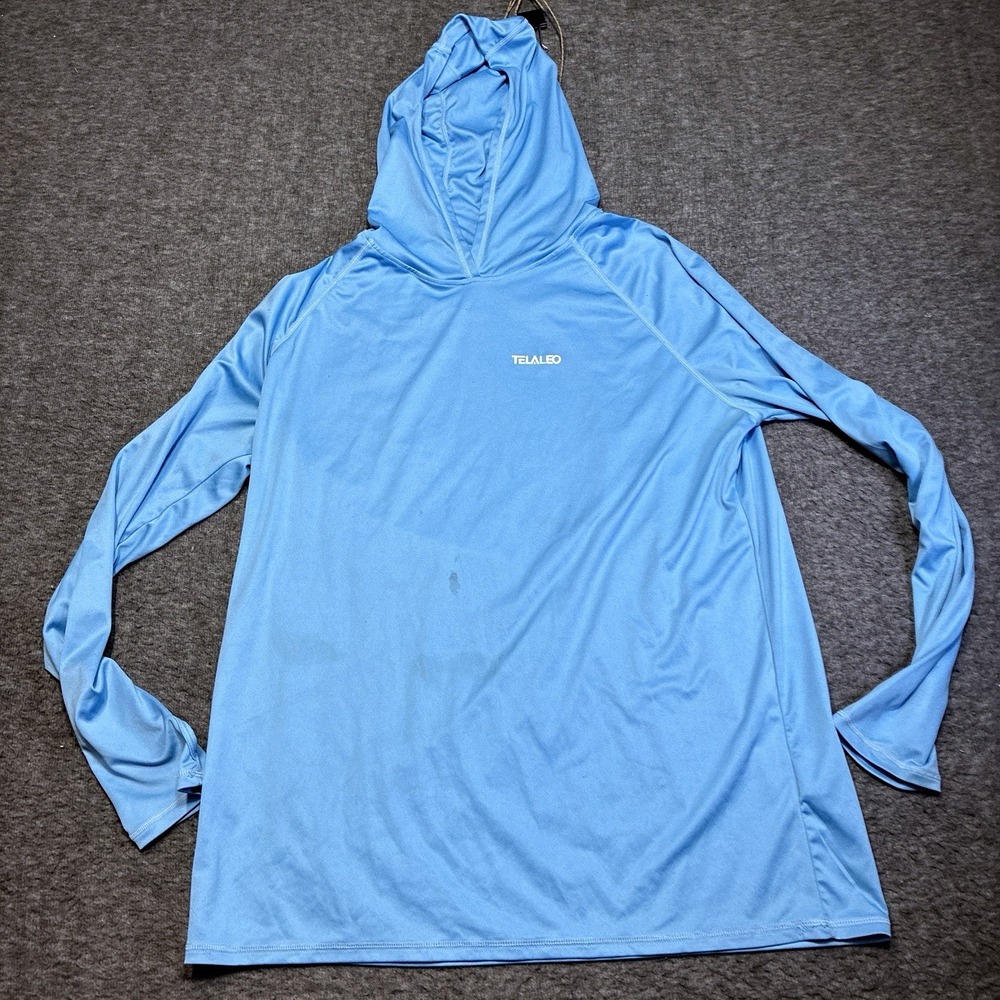 Telaleo Hoodie Pullover Sun Shirt Blue XL Men's Long Sleeve Fishing Swimming